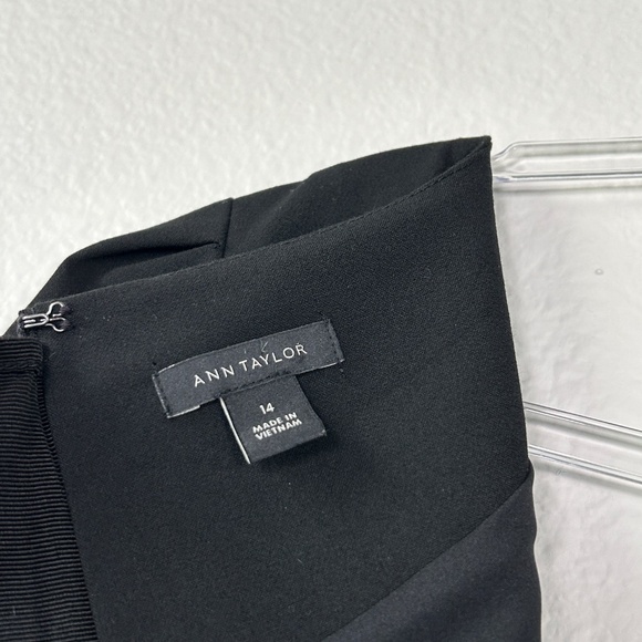 Ann Taylor size 14 square neck sheath dress black knee length career wear - Picture 8 of 10